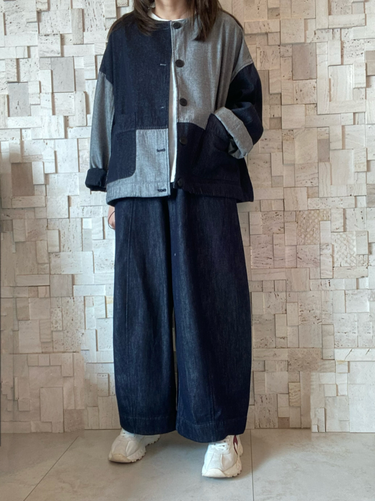 #2074 拼色牛仔褸