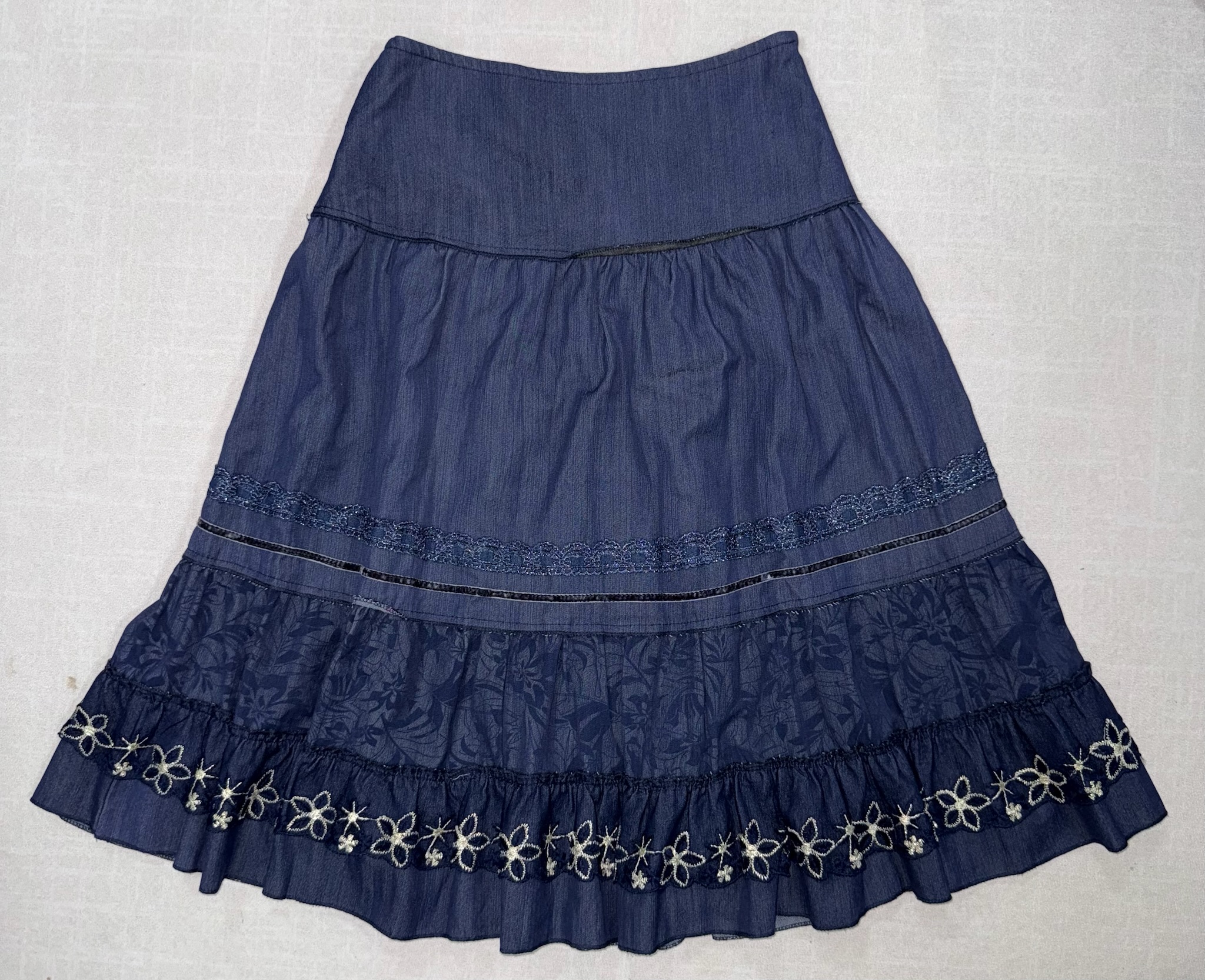 Vintage Indigo Blossom Skirt