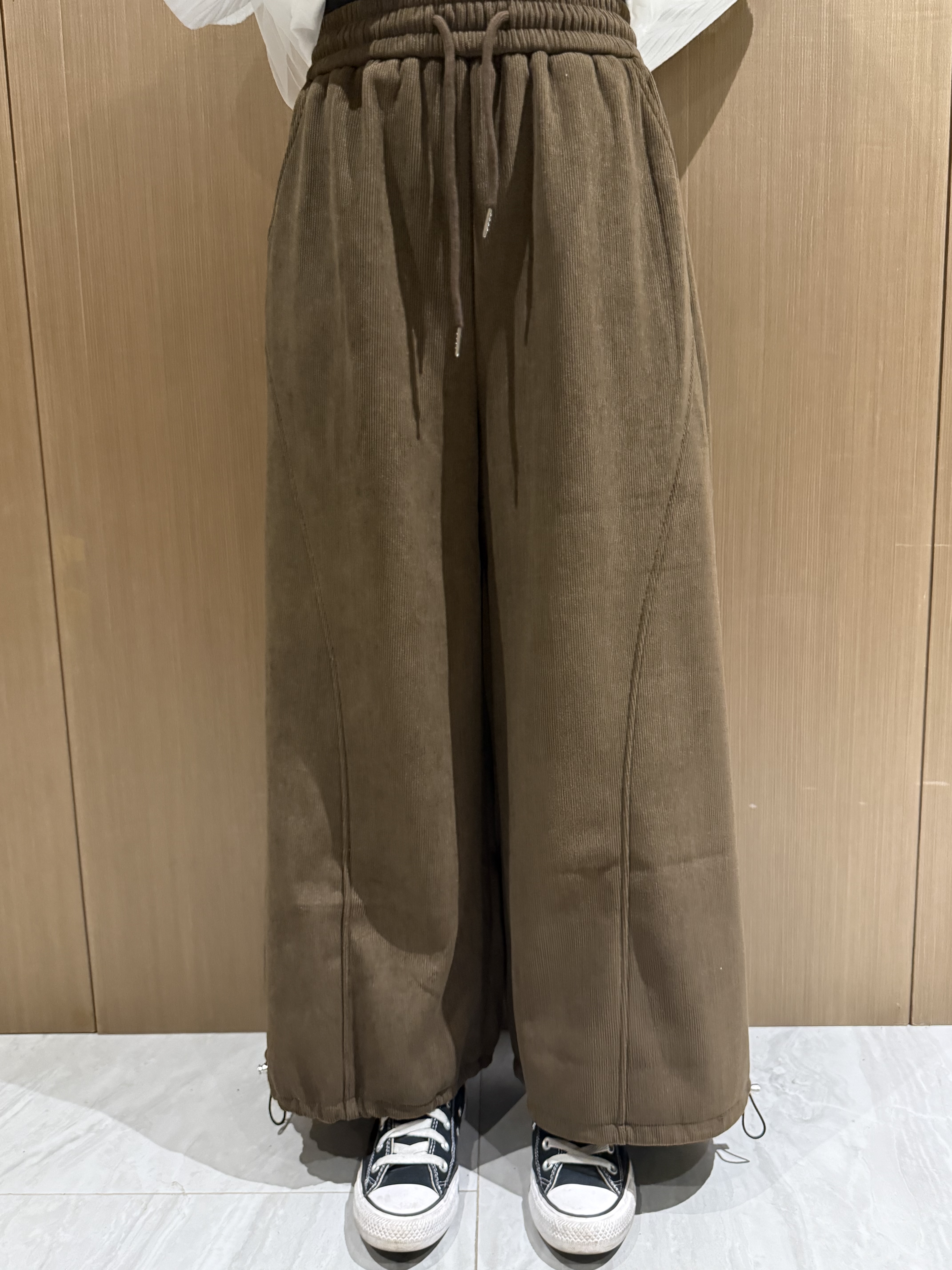 羅紋束腳褲（咖啡色）