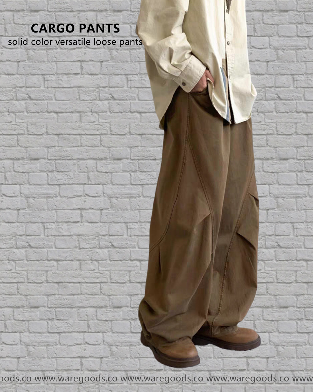 W03純色男女百搭鬆身褲