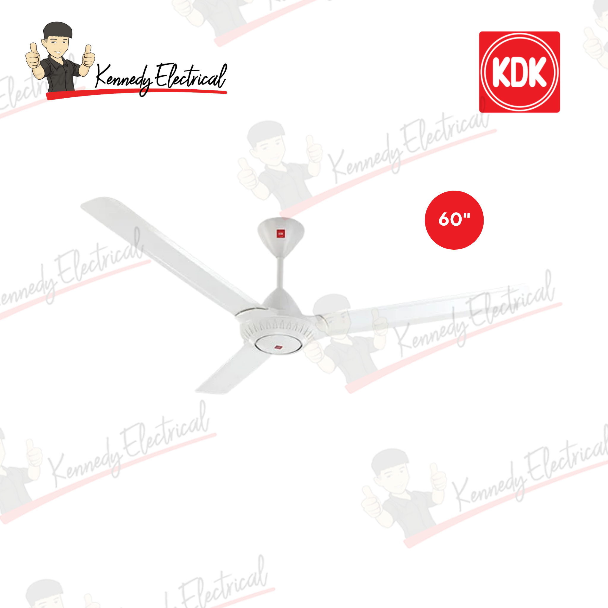 KDK 60" Ceiling Fan 3-Blade Regulator White (K15W0-S)