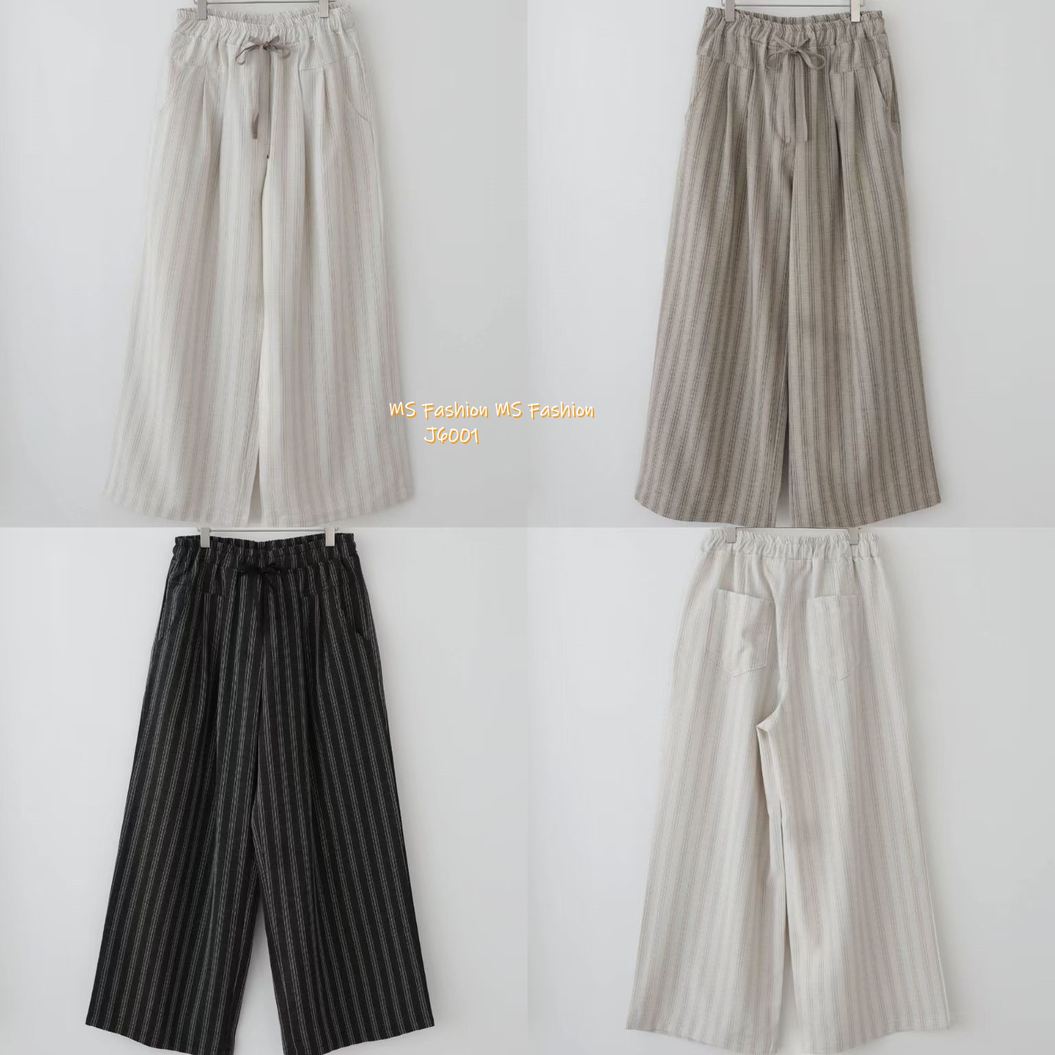 J6001 韓國🇰🇷靚料條子闊褲 