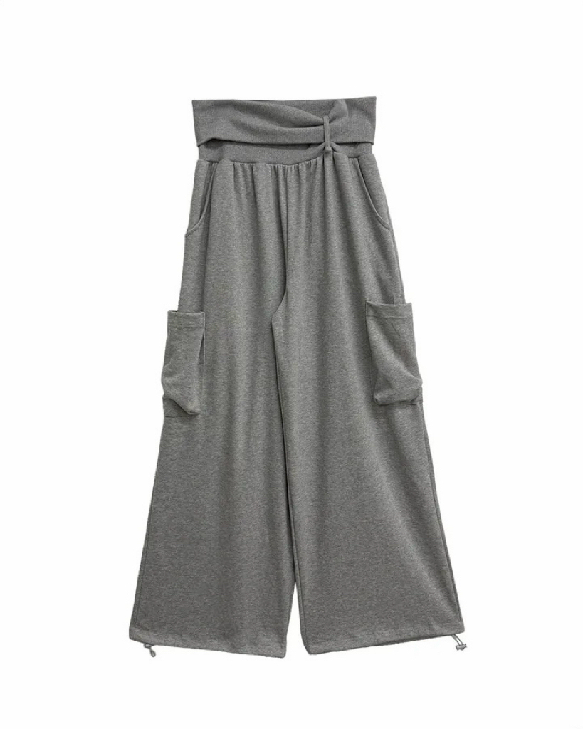 Folded Waist Wide Leg Cargos