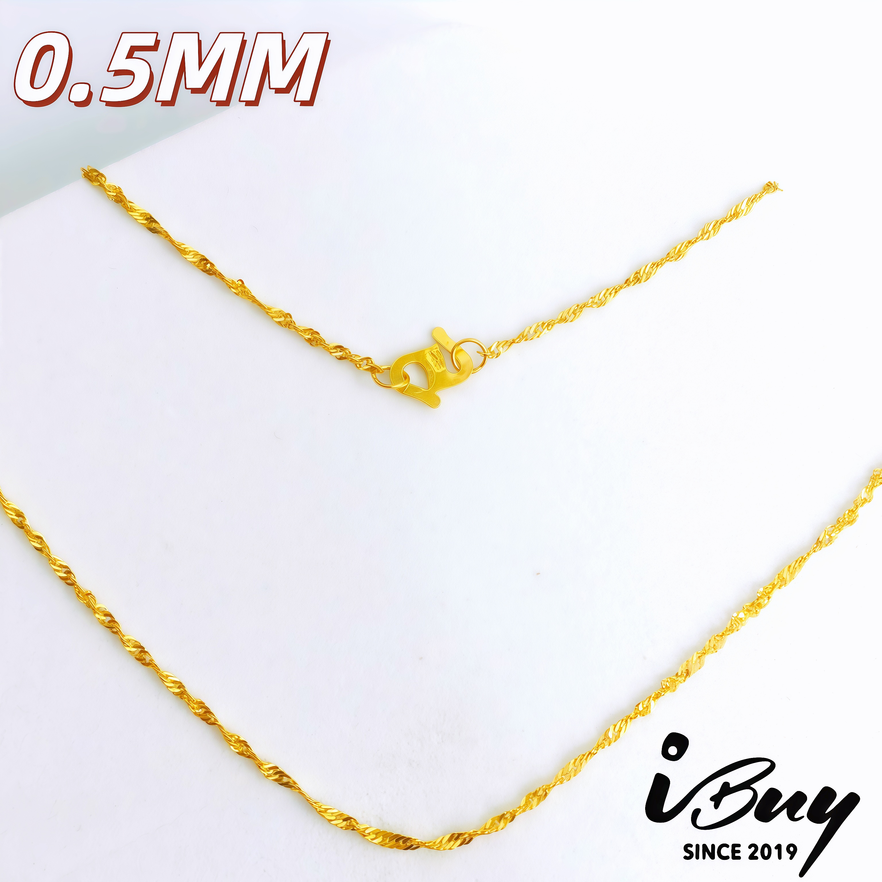 916 GOLD 0.5MM DISCO CHAIN NECKLACE 916 金 0.5MM 水波项链