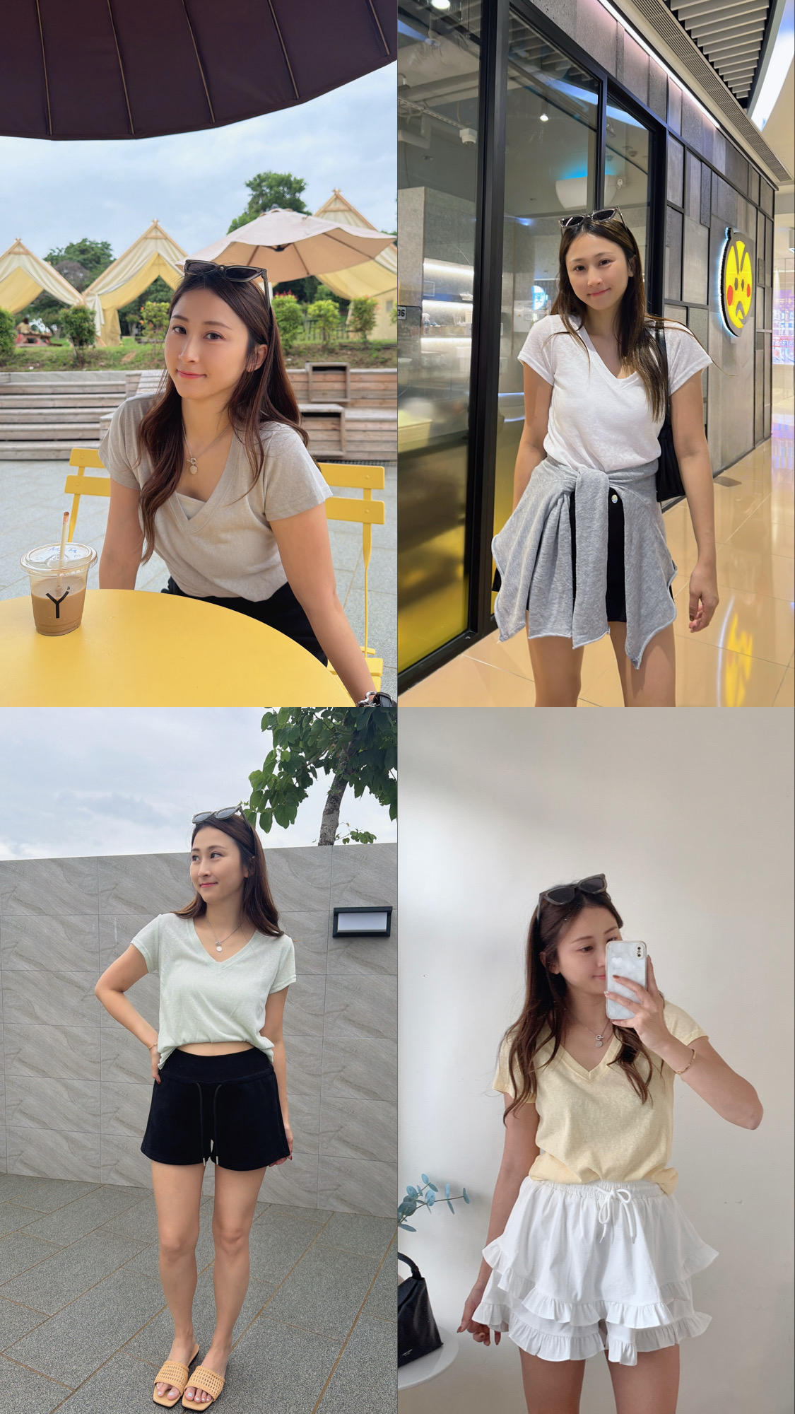 V領素色Tee(5色）