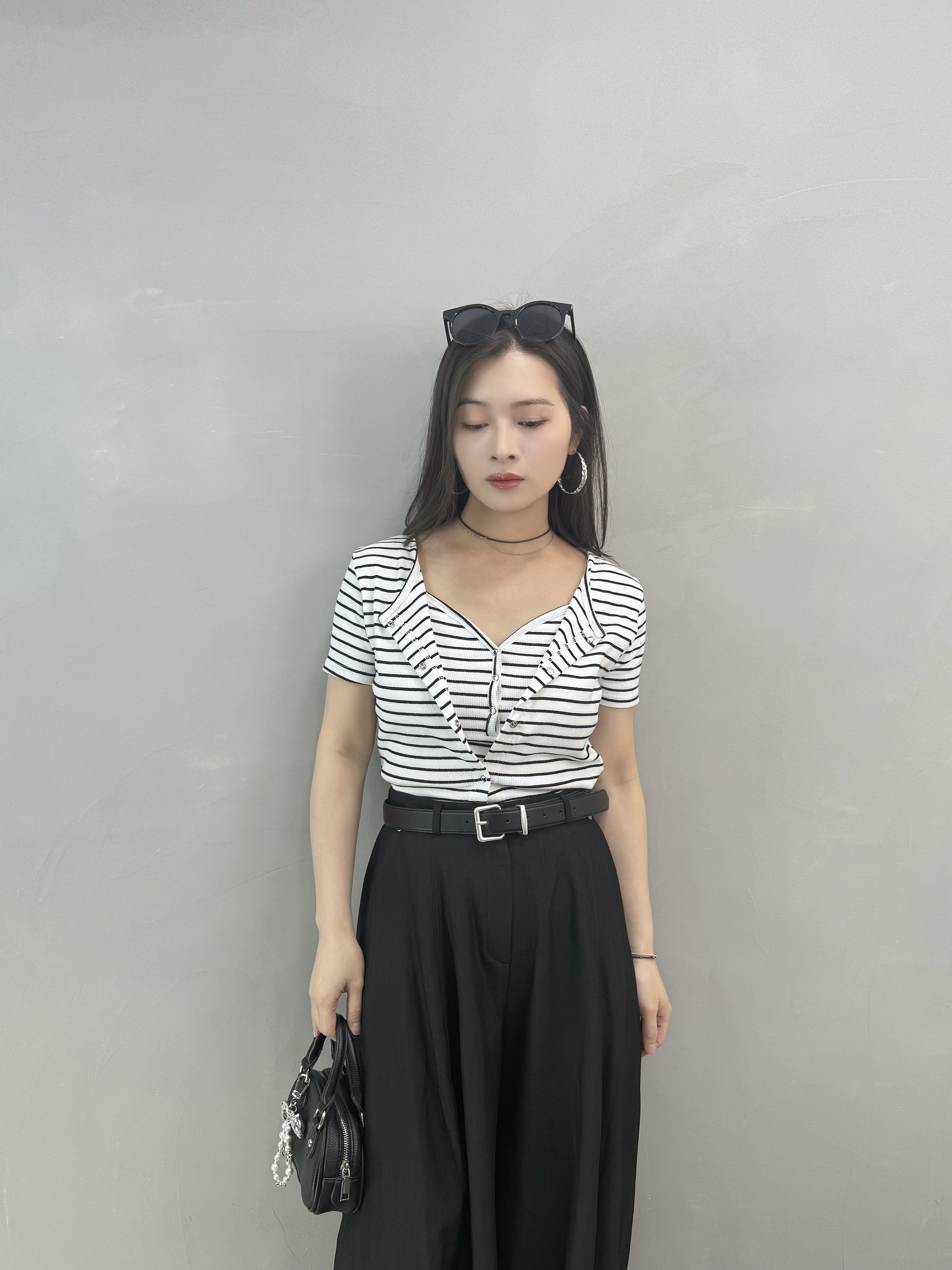 W77 橫間吊帶bra top+外套Set