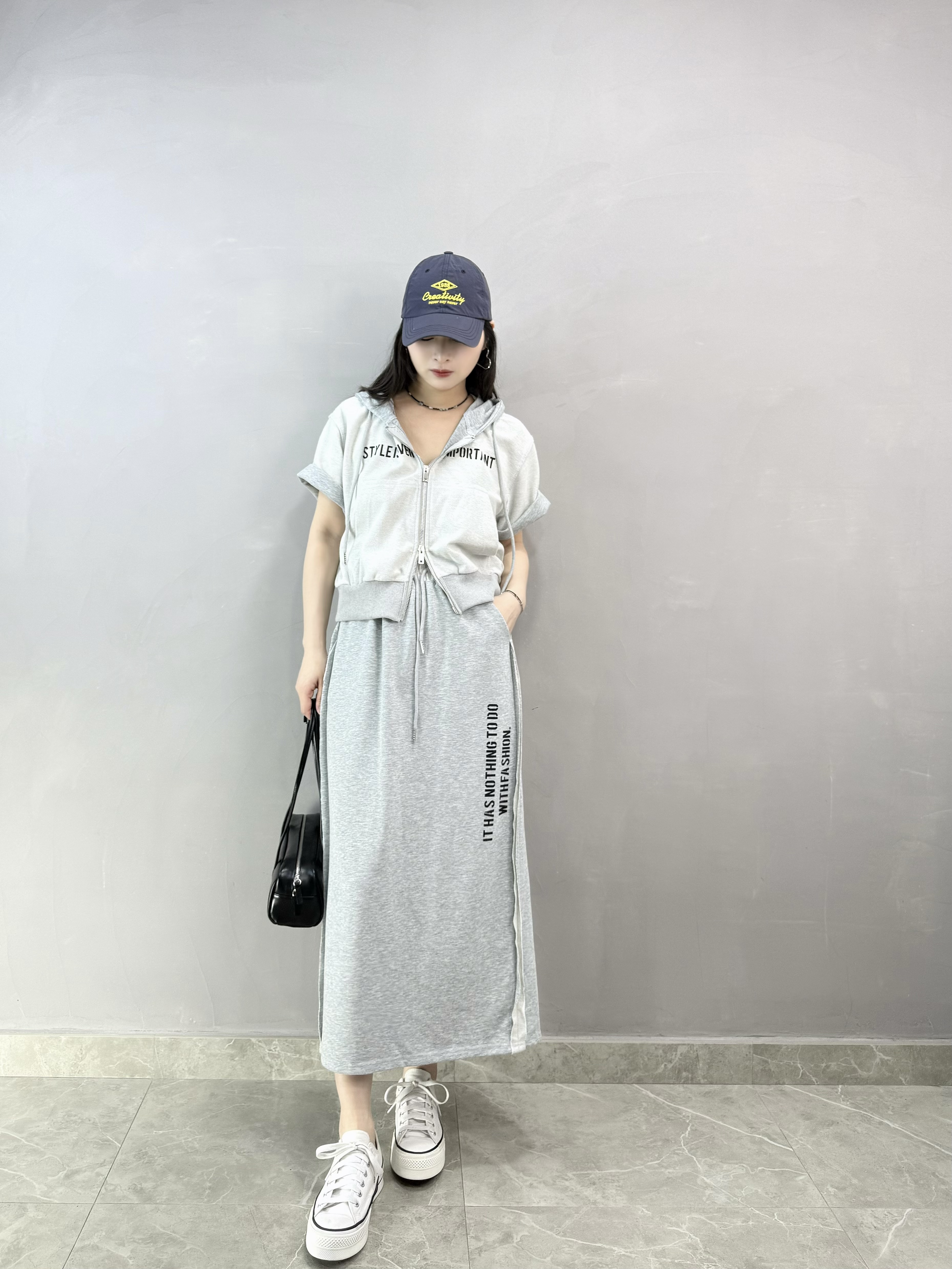 K74 短袖雙拉鏈外套+裙Set