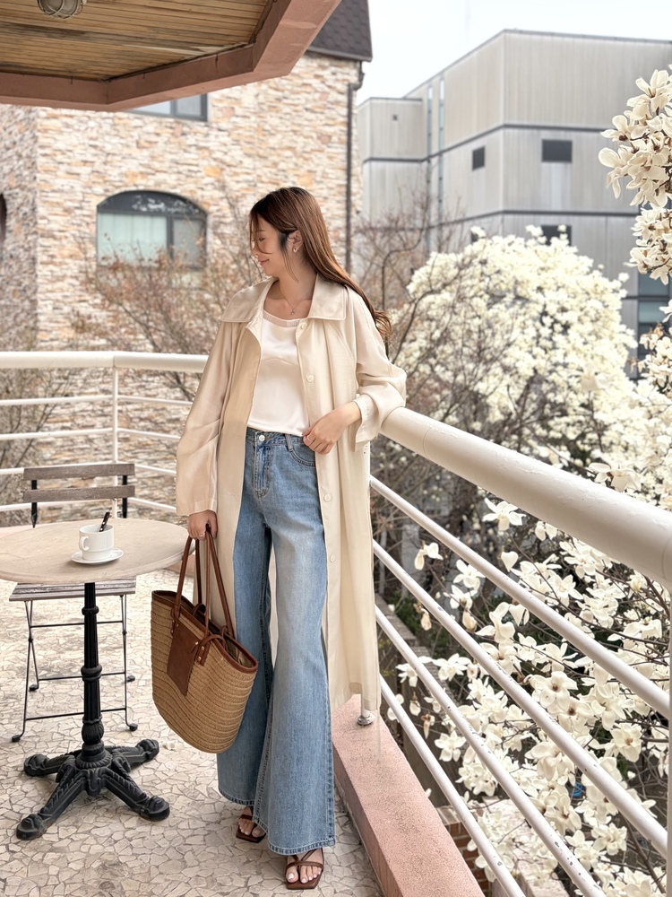 [薄!] Faded Wash Wide Leg Jeans