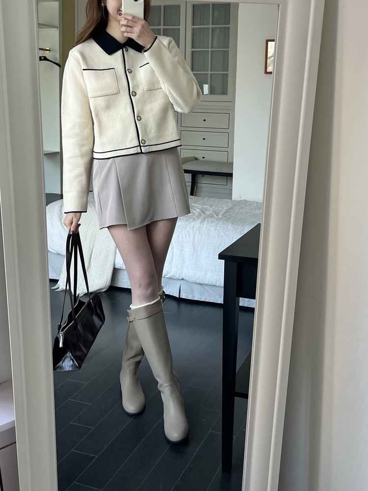 Elise Dual-Tone Cardigan (Cream)