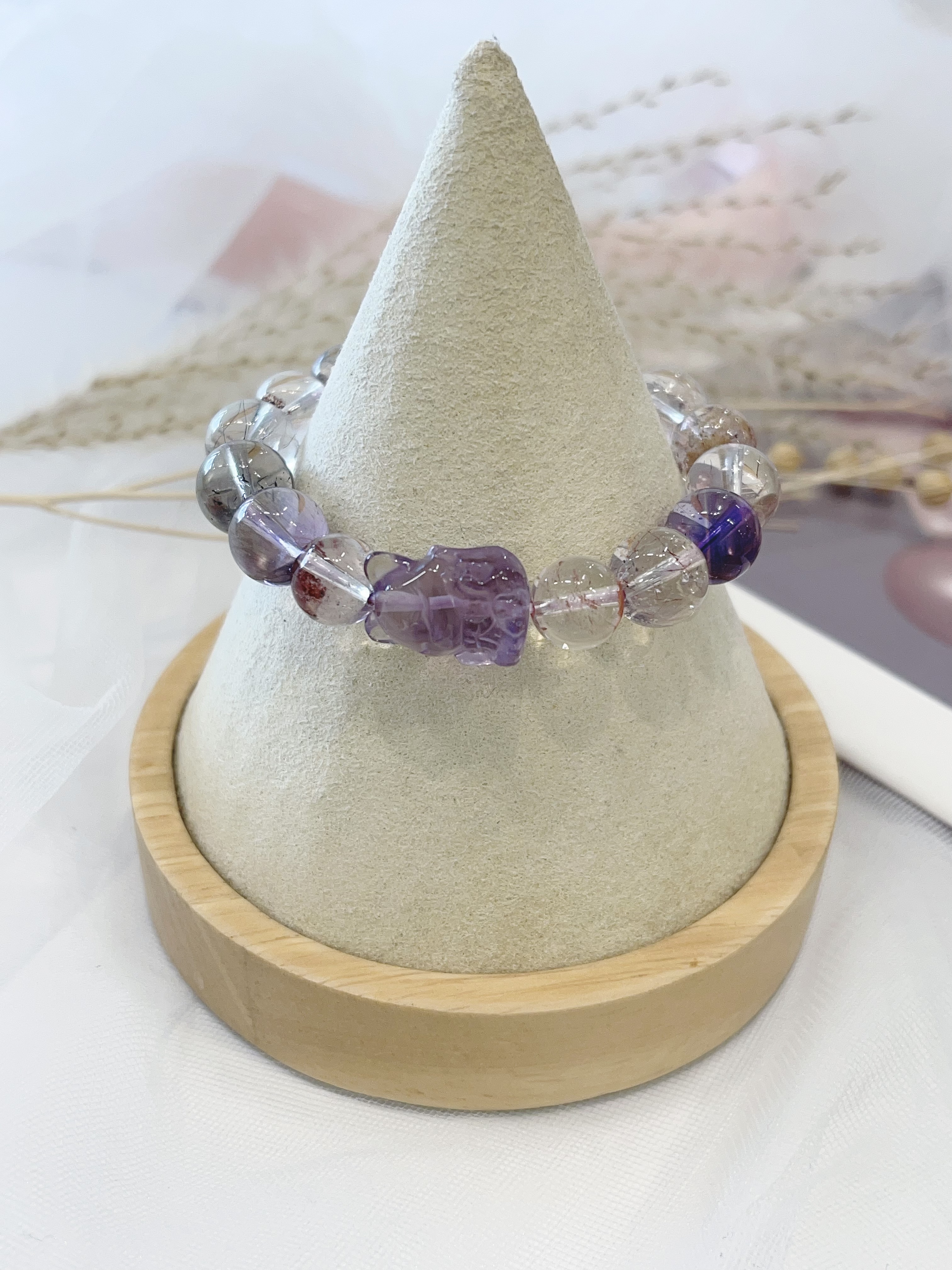 🦊 紫水晶九尾狐 × 超七 × 红幽灵手串  Amethyst Fox & Super Seven & Red Phantom｜魅力与事业