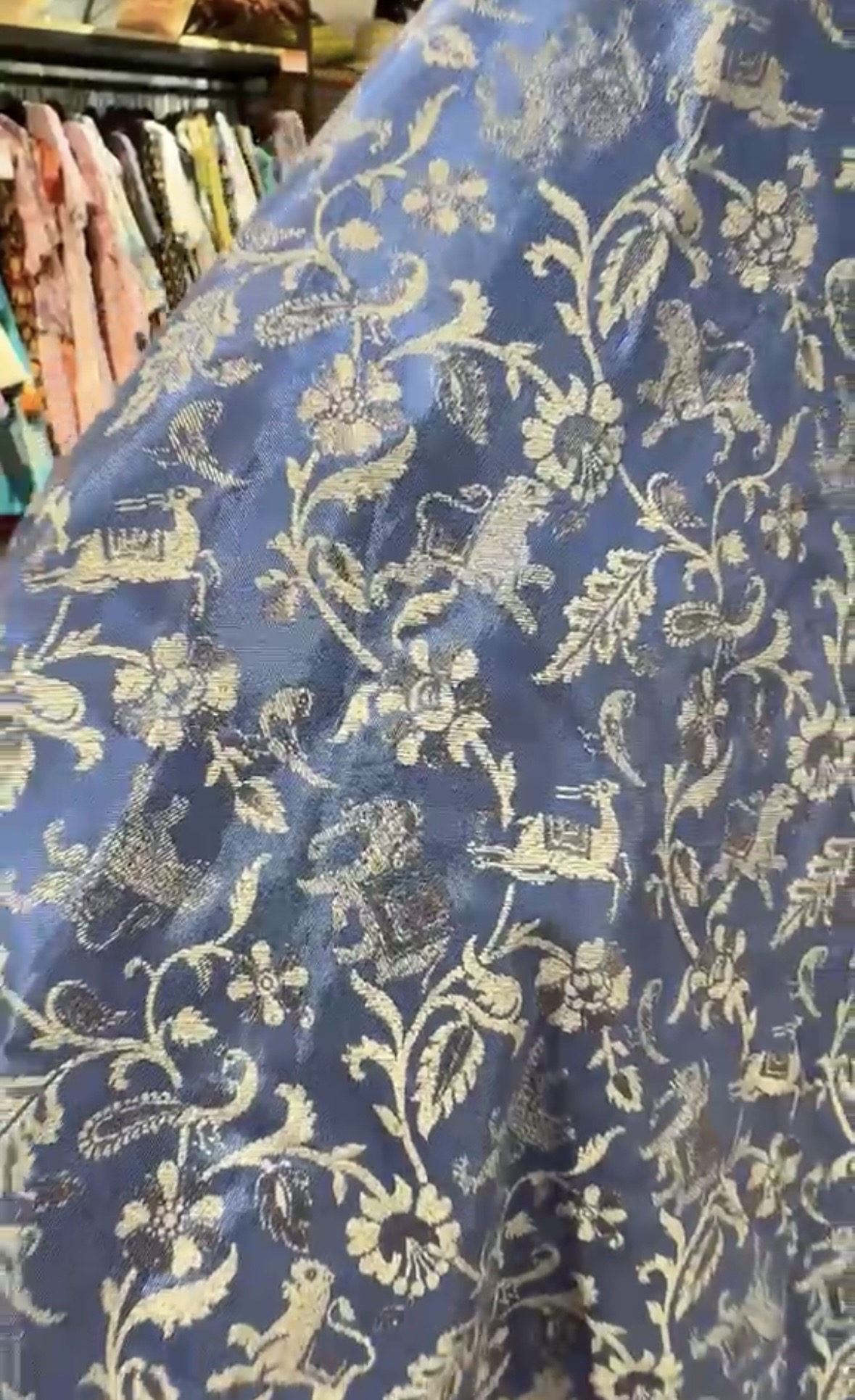 2968 Fog Blue Zoo WIth Flower Golden Palazzos