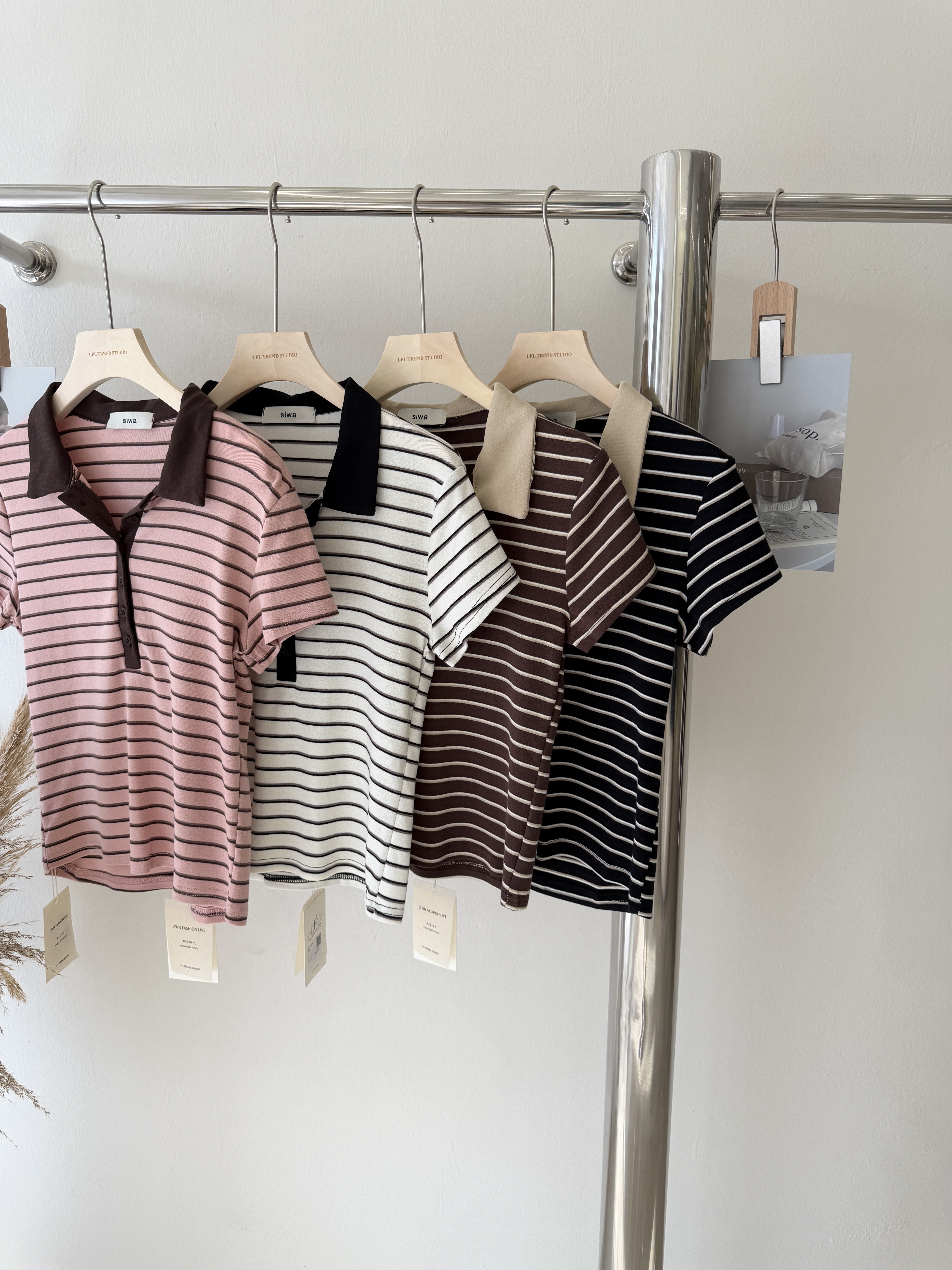 6560 韩系条纹翻领短袖