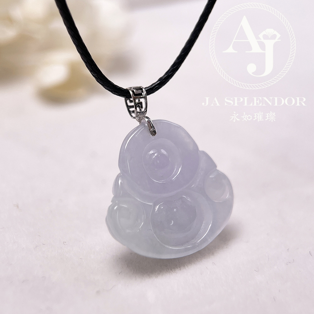 JNK-799 天然翡翠A玉 冰種春彩佛公18K金吊墜