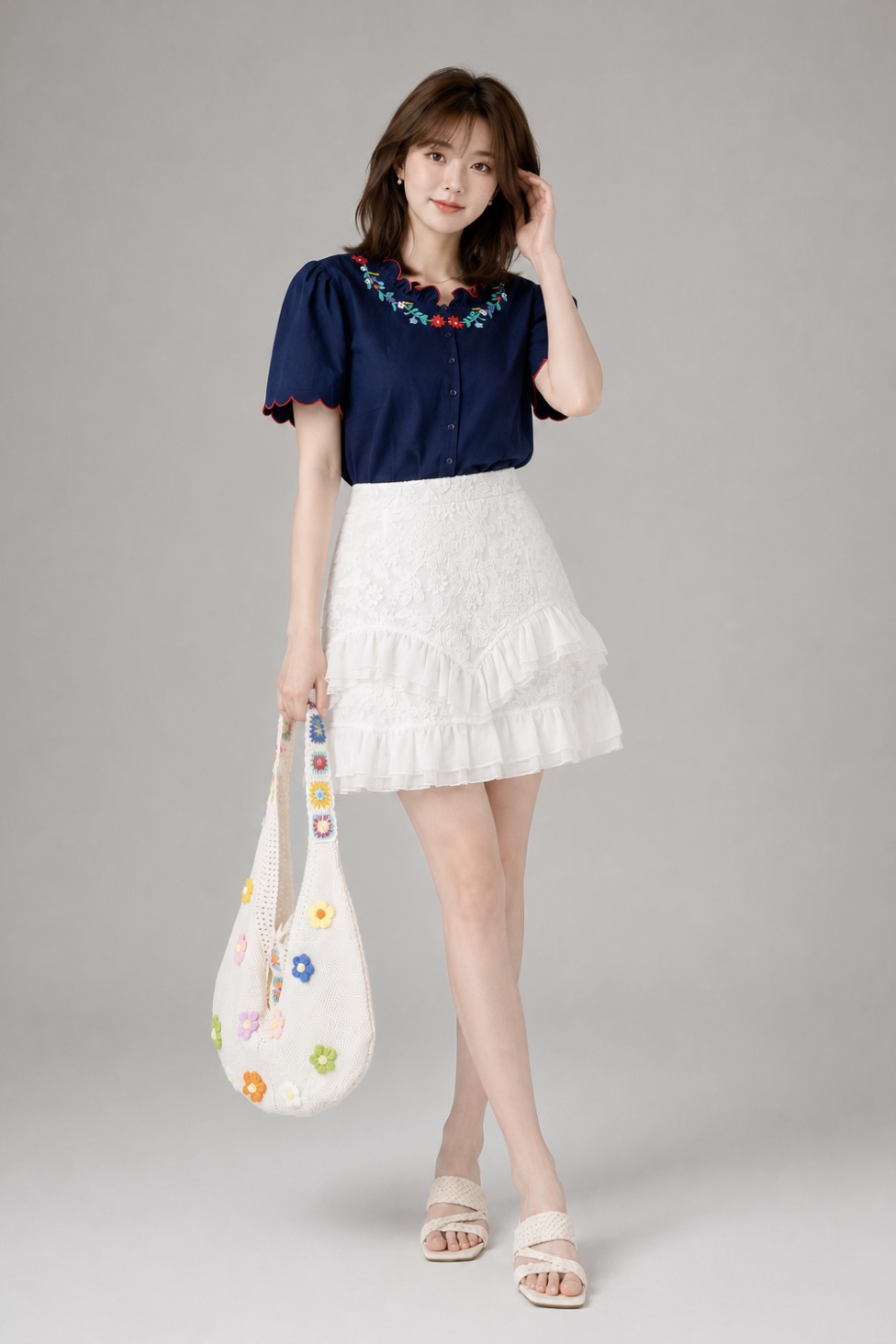 260221 Rosalie Embroidered Scallop Blouse