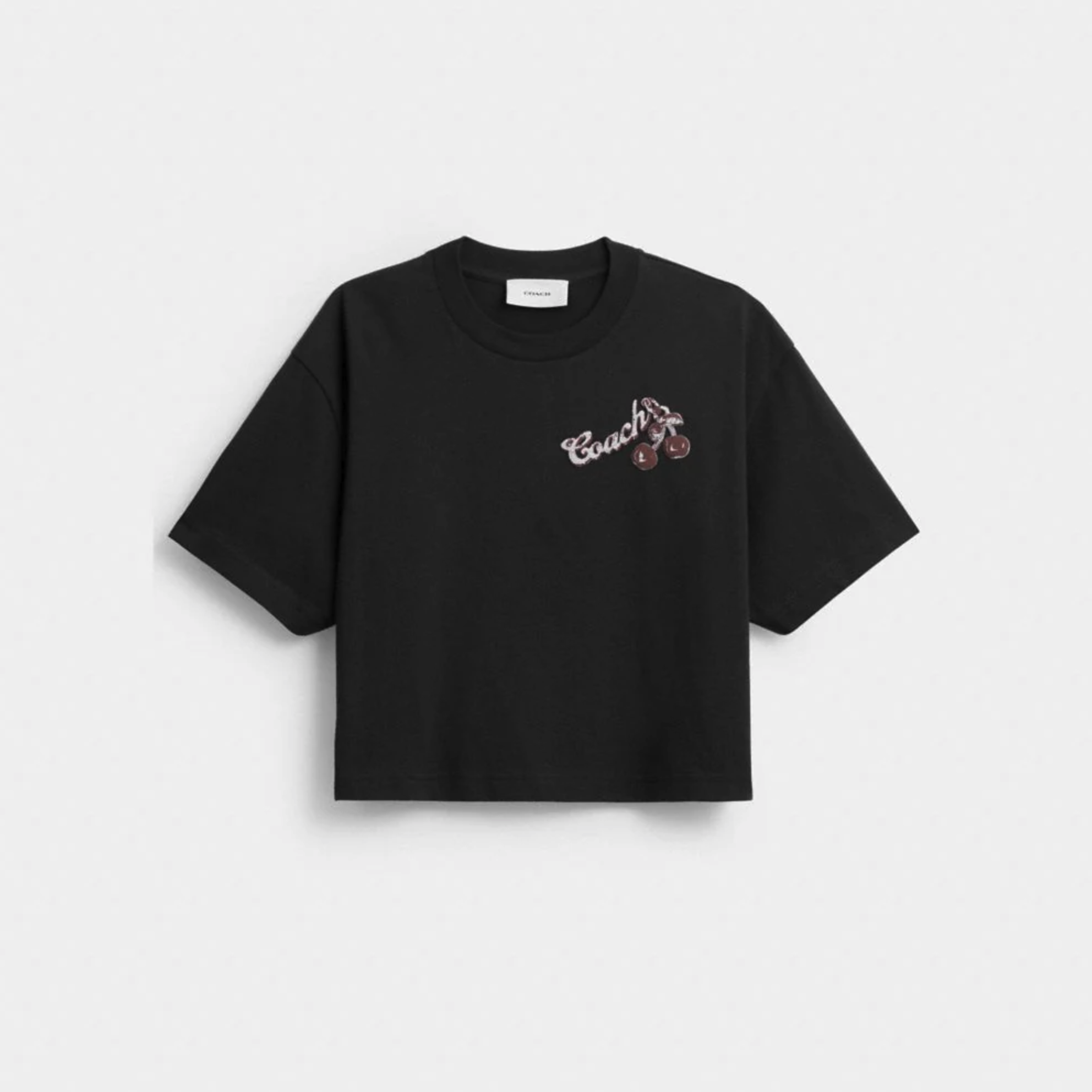 Coach Charms Cropped T Shirt In Organic Cotton Washed Black