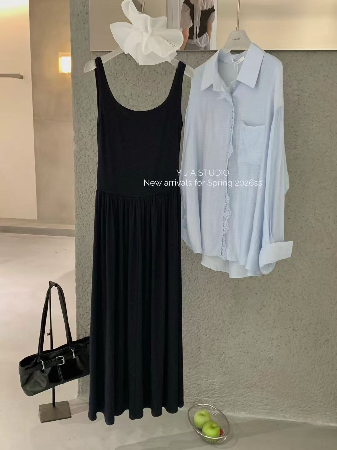 1753 Sheer Lace Shirt & Slip Dress Set Freesize法式蕾丝衬衫+吊带裙套装 