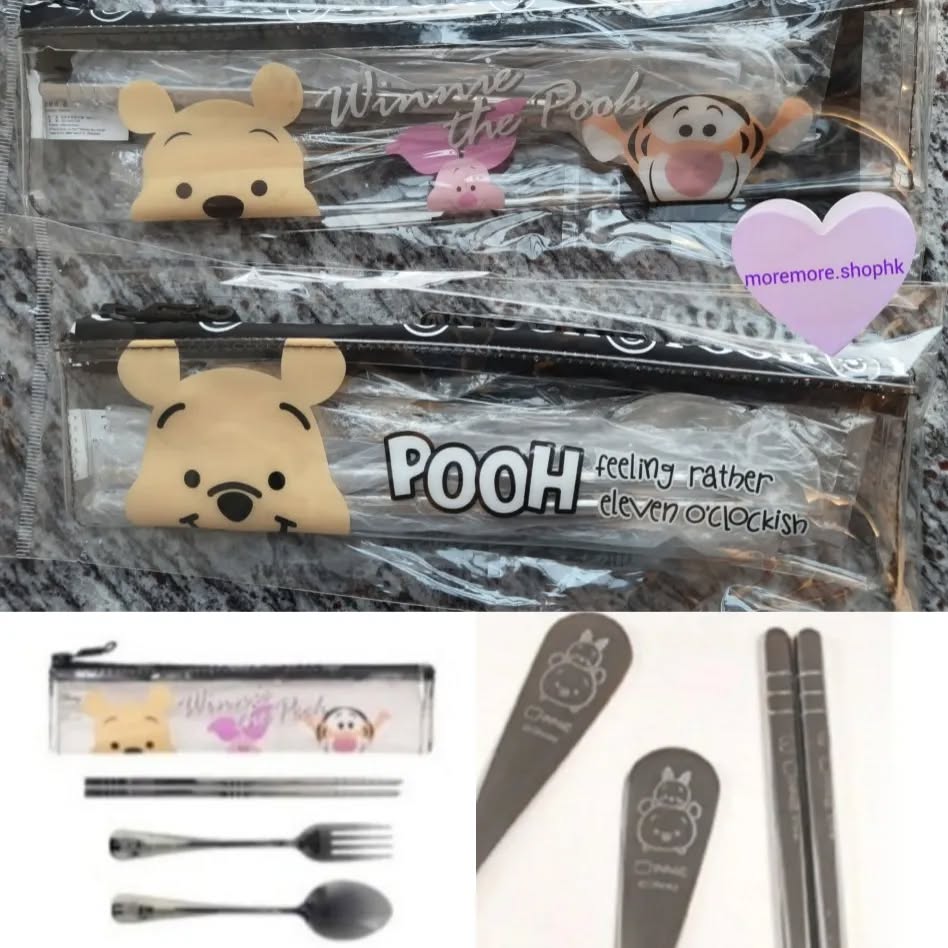 現貨💜正版💜winnie the pooh piglet 跳跳虎 304不鏽鋼餐具set😃