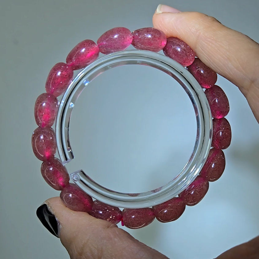 Strawberry quartz heart-shaped 12mm bead bracelets - ST65