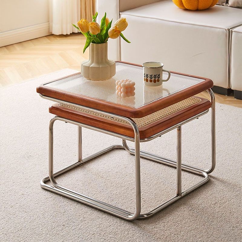 中古茶几客廳家用小戶型茶台組合輕奢現代網紅藤編簡約不鏽鋼ins coffee table