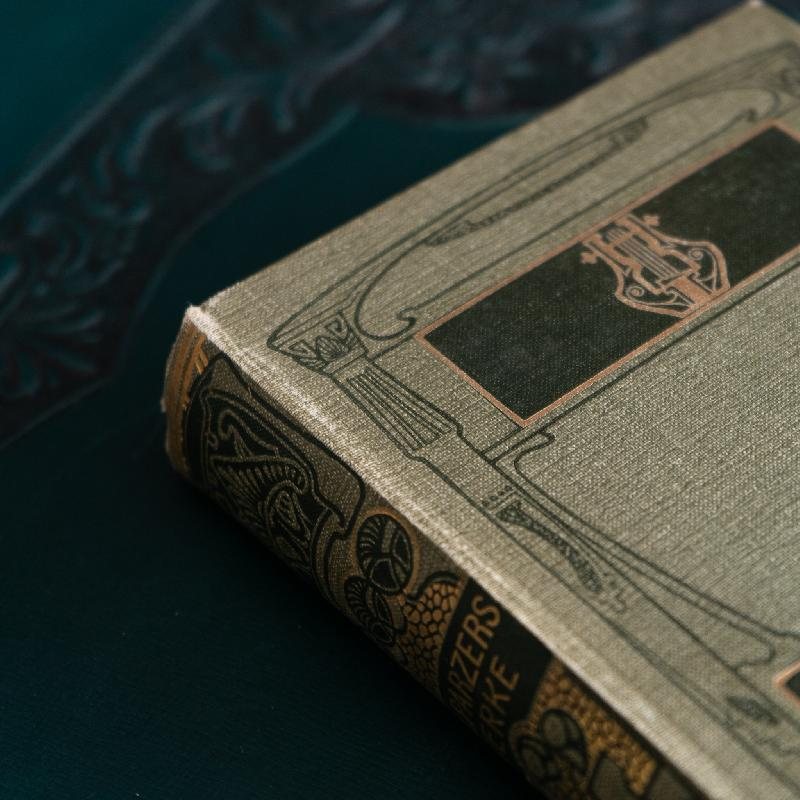 Antique Turn of 20th Century Rich Art Nouveau /Art Deco Graphic Franz Grillparzer's German Book Set of 2 (MW117)