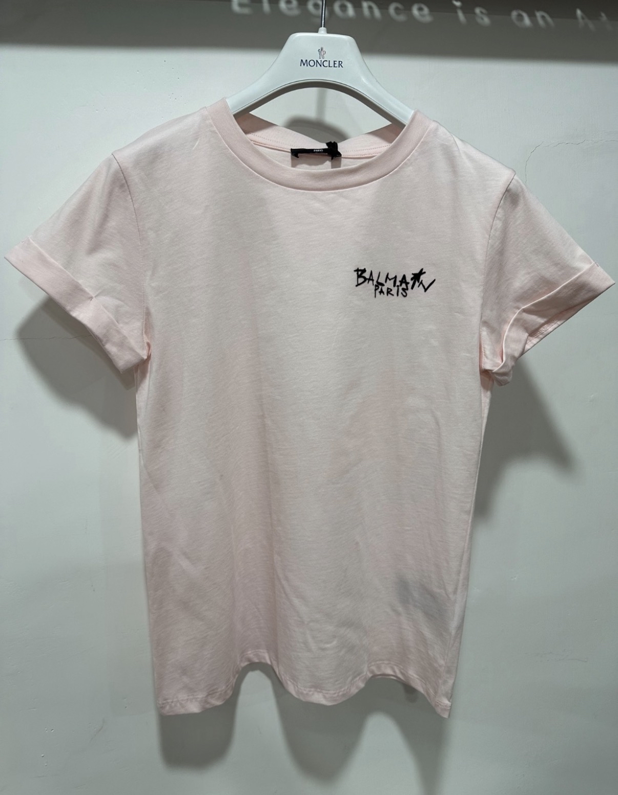 BALMAIN 細Logo粉紅色Tee