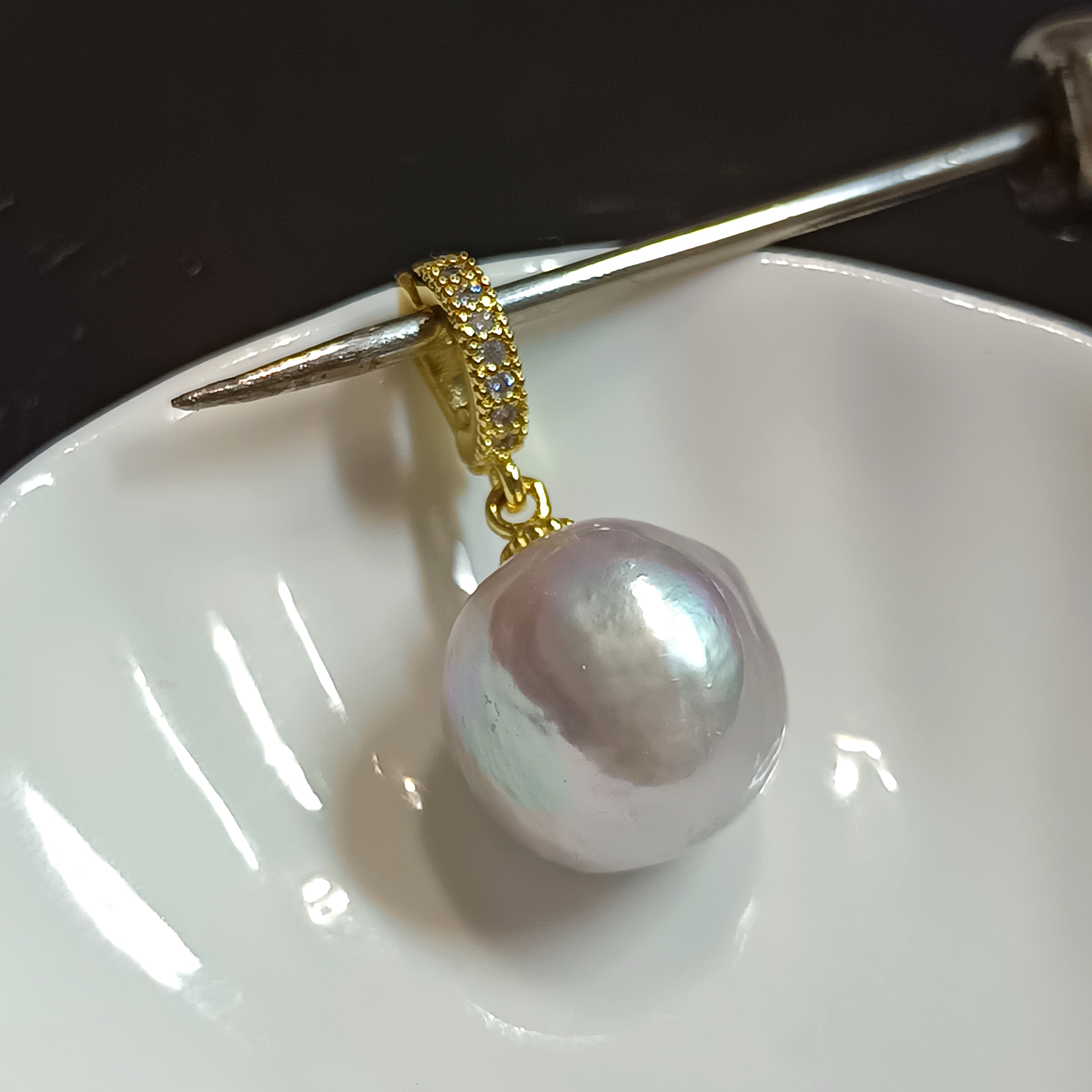 🎉特惠孤品‼️極光淡水愛迪生異形巴洛克珍珠注金開口扣吊墜