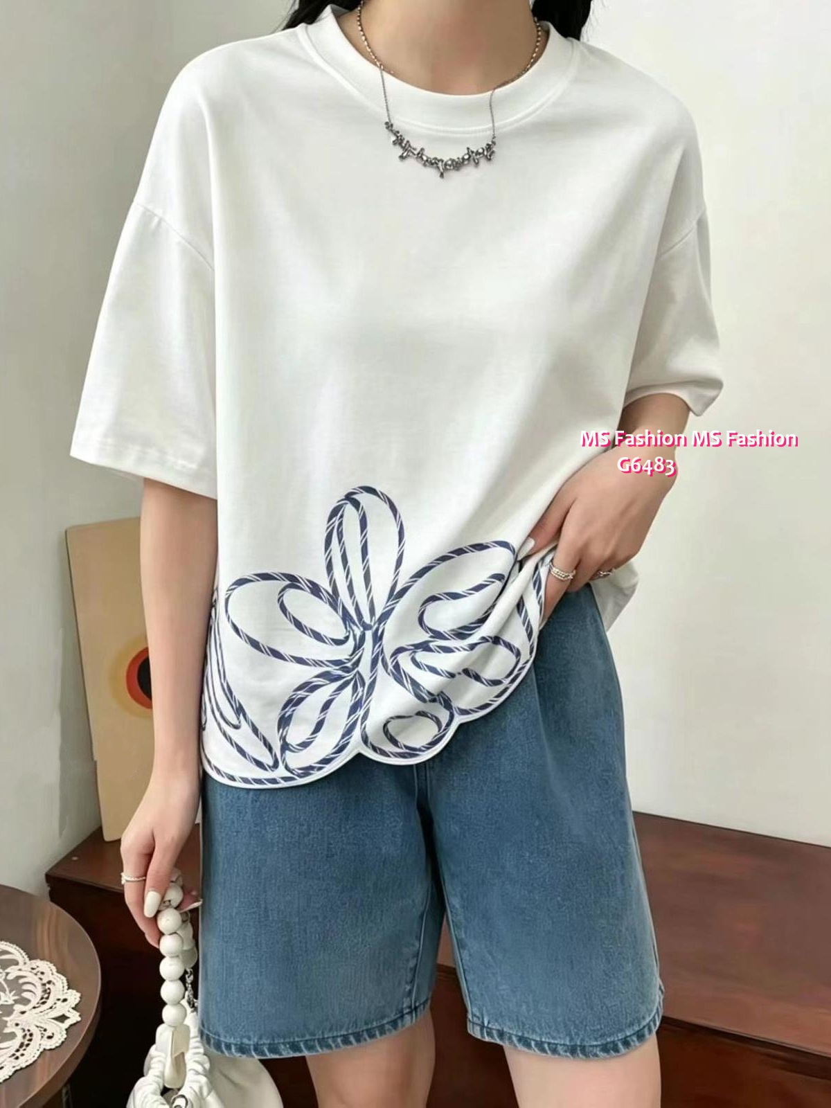 G6483 條紋花花top