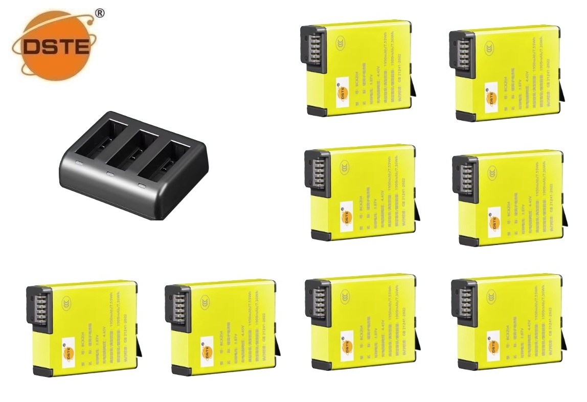 DSTE BCX204 Lithium-Ion Battery With USB Charger For DJI Osmo 360 and Osmo Action 6 / 5 Pro / 4 / 3 代用鋰電池 (CCC Certification / 3C認證)