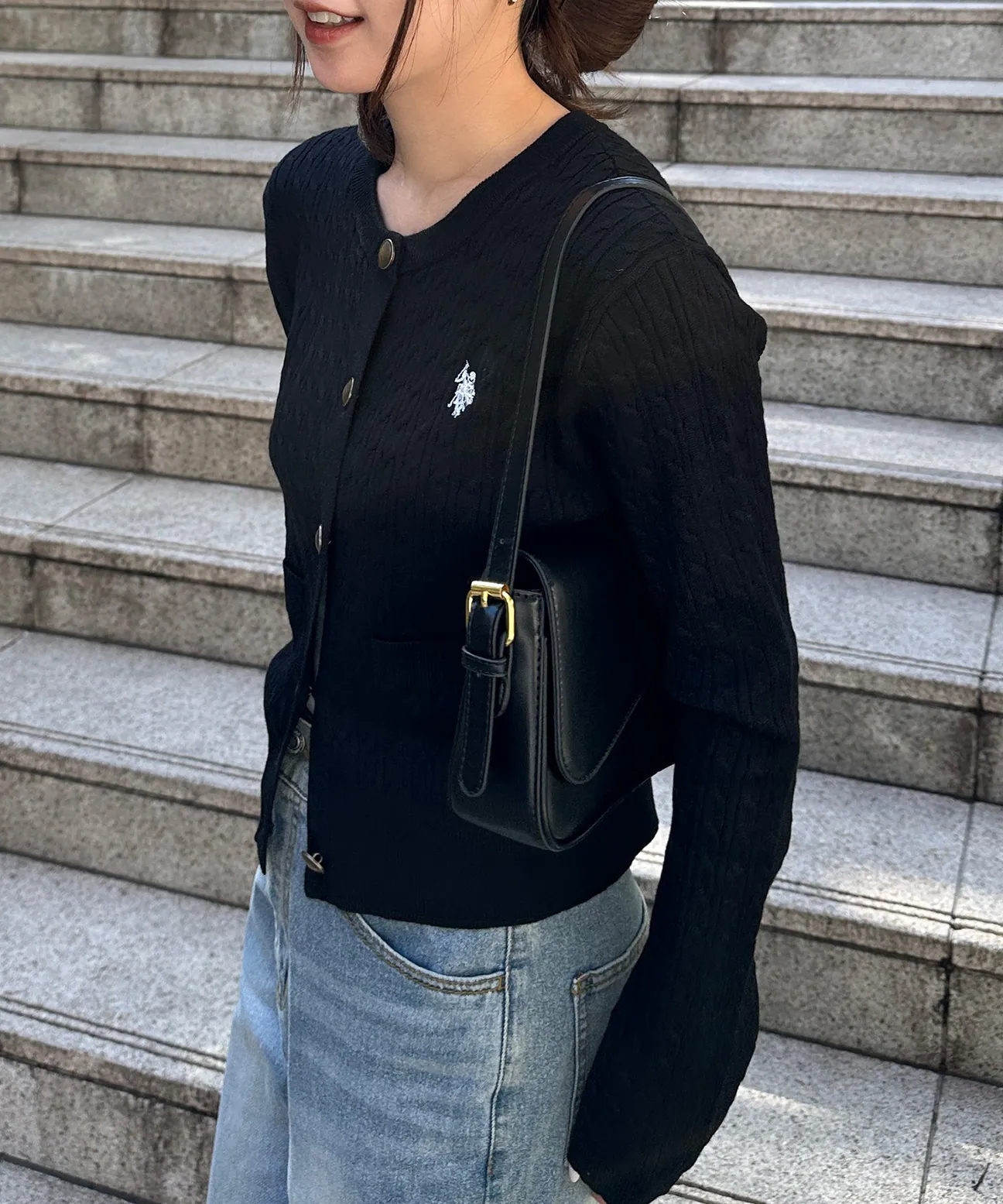 日本直送 U.S. POLO ASSN. 刺繡 修身 金扣 麻花 針織 開襟 罩衫 外套 9個顏色可選：