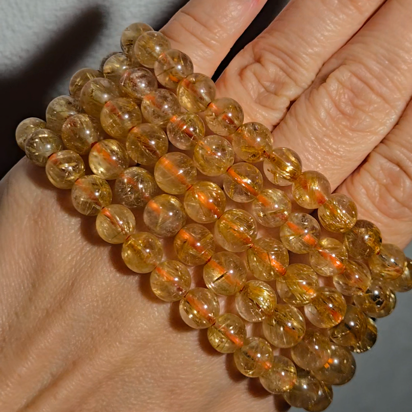 Golden rutilated quartz bead bracelets - JW107
