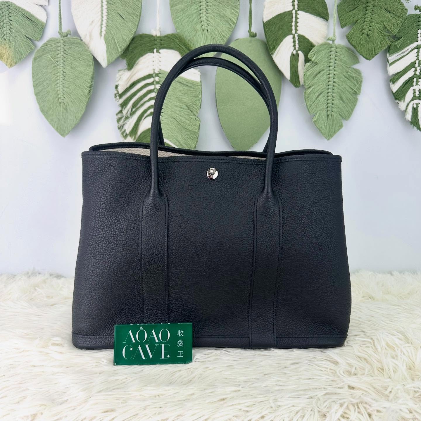 HERMES 🤍PRE OWNED GARDEN PARTY 36 黑色真皮手提包 U Stamp 全套有單🩶