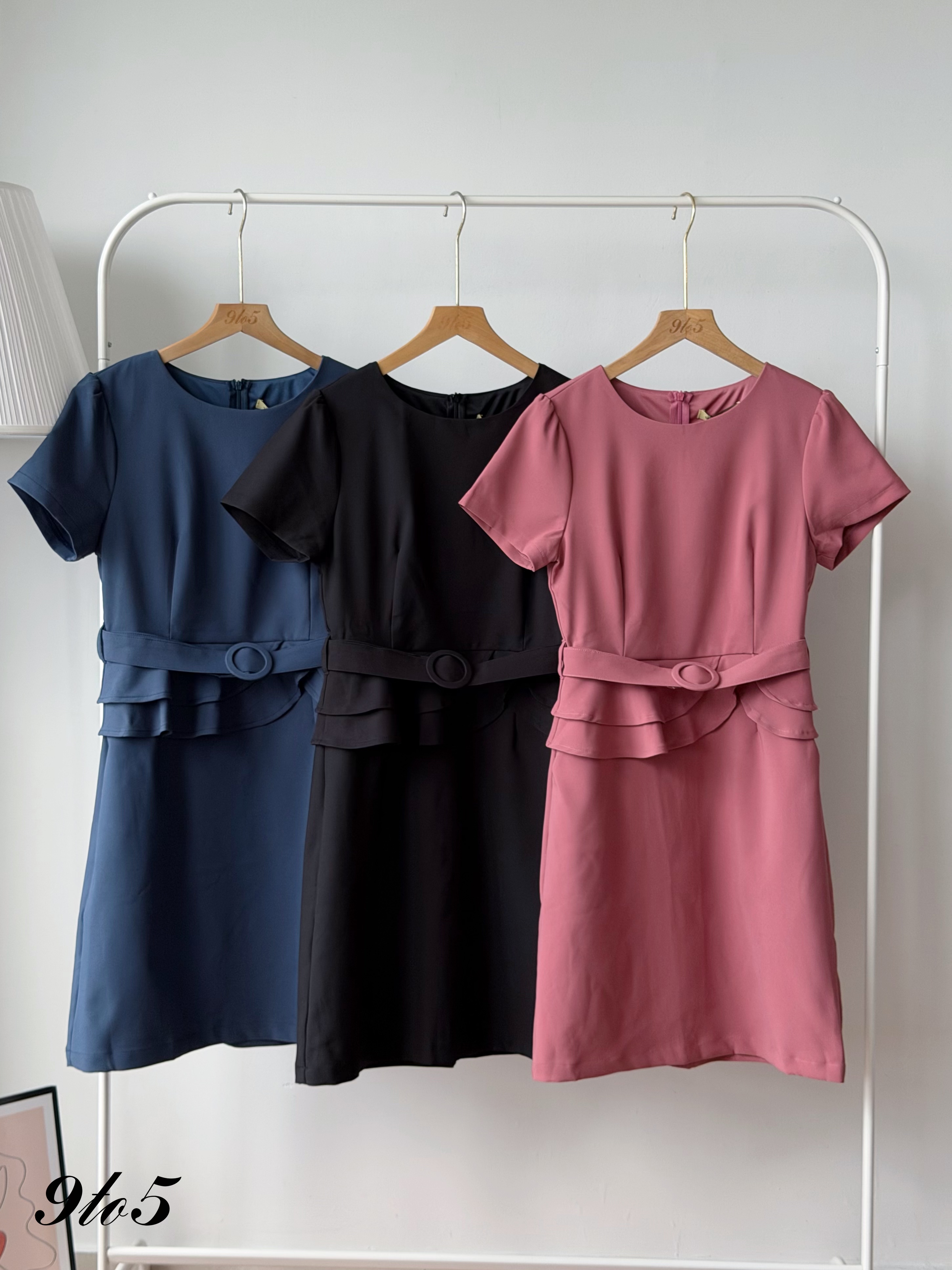 D2377 Chic Ruffle Waist Dress - 3 Colors 