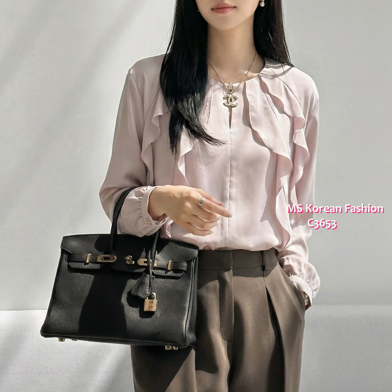 C3653 韓國🇰🇷靚色ruffle top