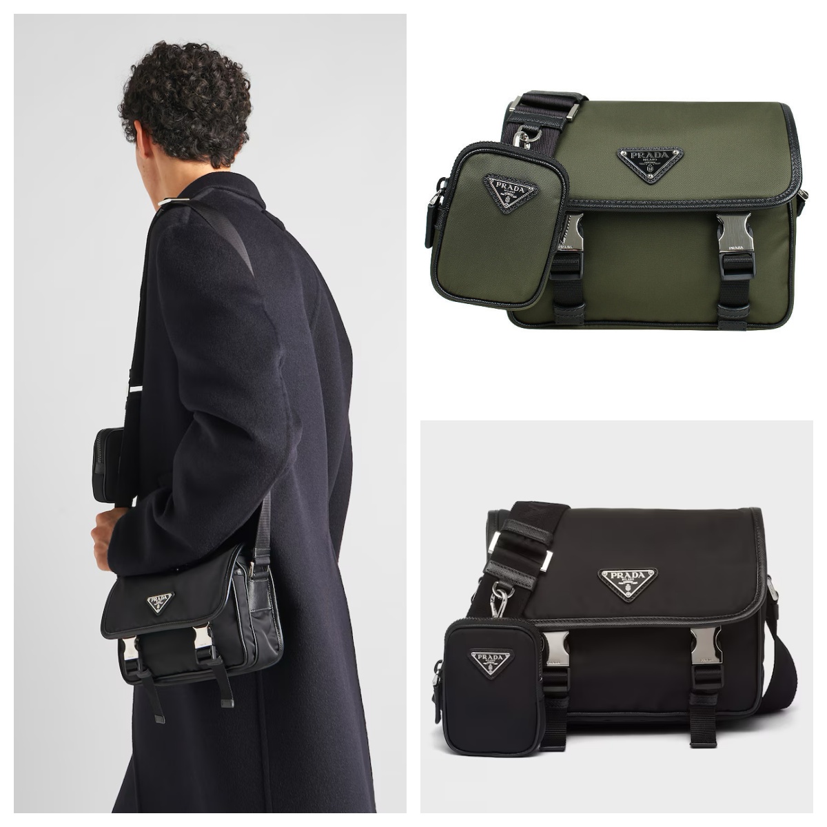 【正品級】PRADA Re-Nylon and Saffiano 皮革肩揹袋  連專櫃禮盒