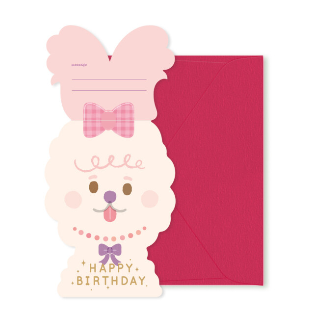 RYURYU - 生日賀卡 (桃紅色長髮馬爾濟斯款)