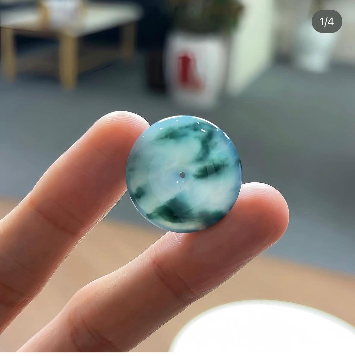 冰飄花山水意境平安扣