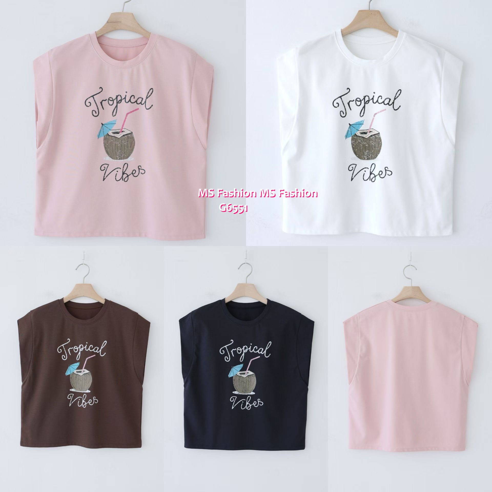 G6551 字母椰青print top