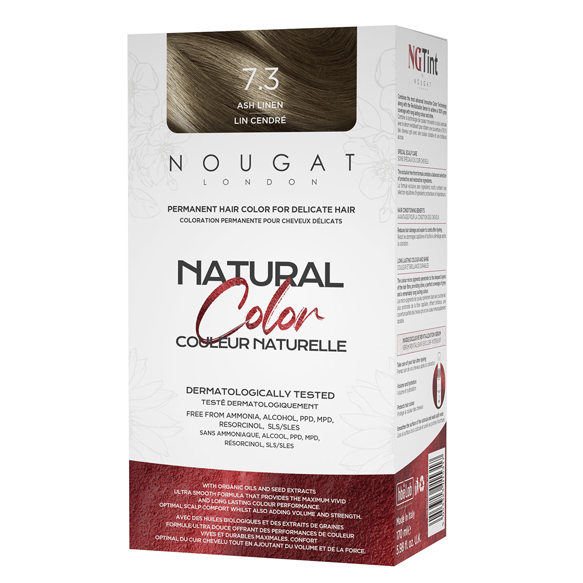 NOUGAT 意大利植物染髮劑 -7.3亞麻色   Intense Chocolate (送染髮梳,攪拌碗,耳罩, 浴帽,披肩)