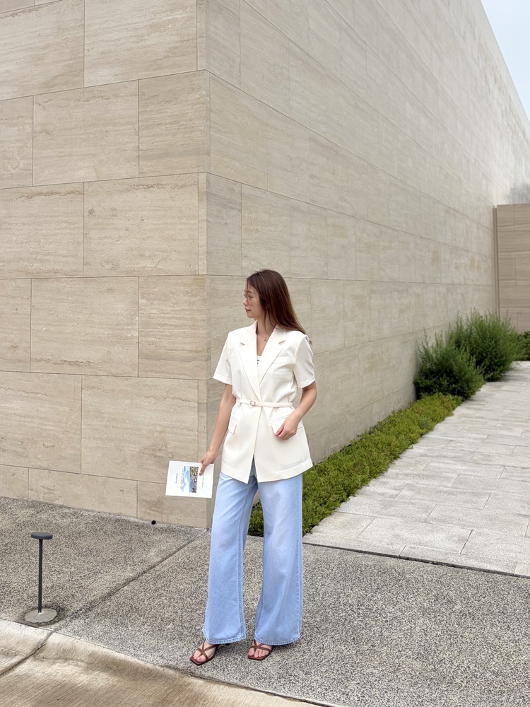 Claire Belted Blazer (Ivory)