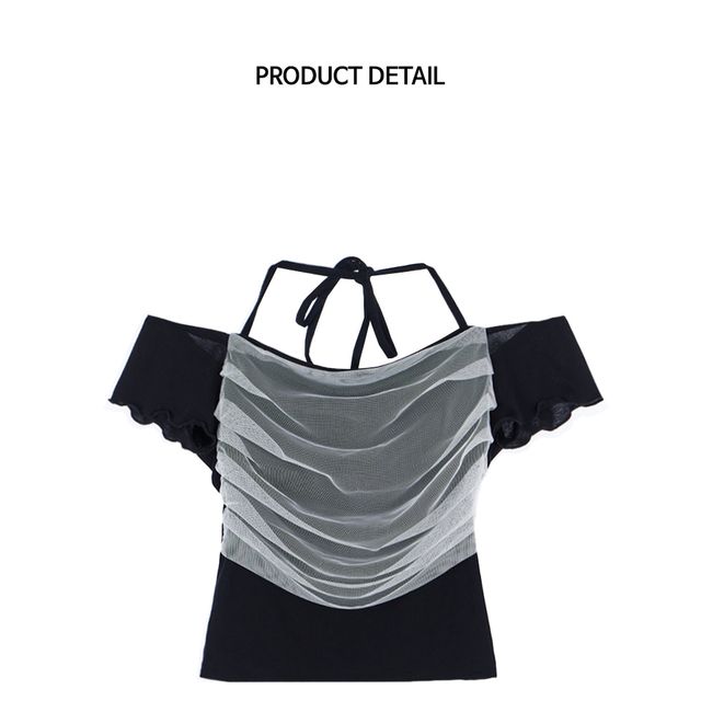 Rose Frantz Sha Layered Halter T-shirt [Black] | KAZUE