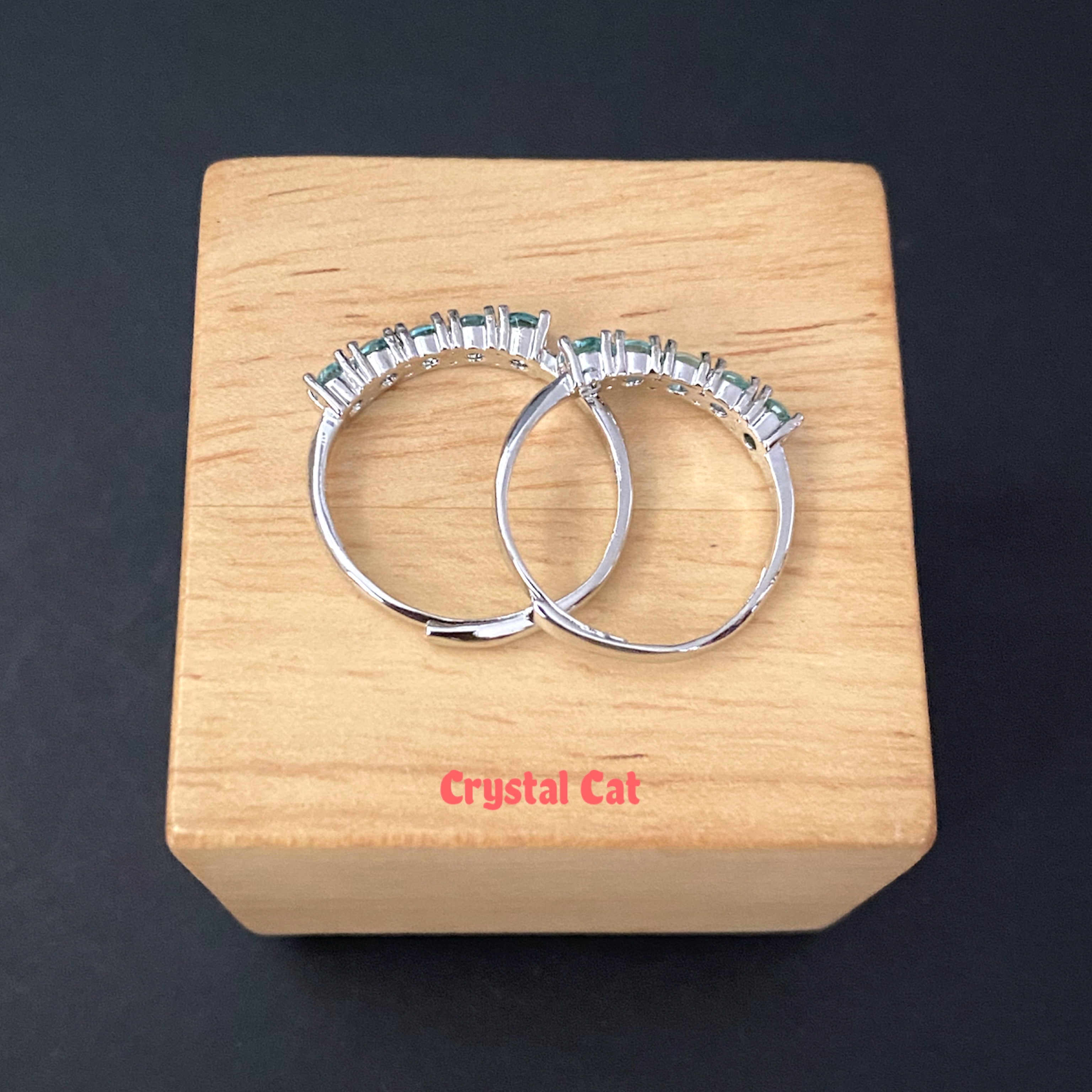 天然藍托帕石純銀戒指