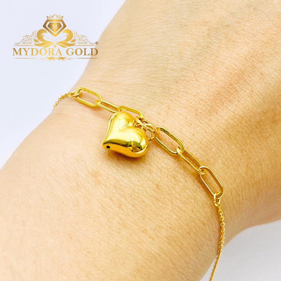 MYDORA Rantai Tangan Fesyen Sauh Paperclip + 1 Love Gemuk l EMAS 916/22K