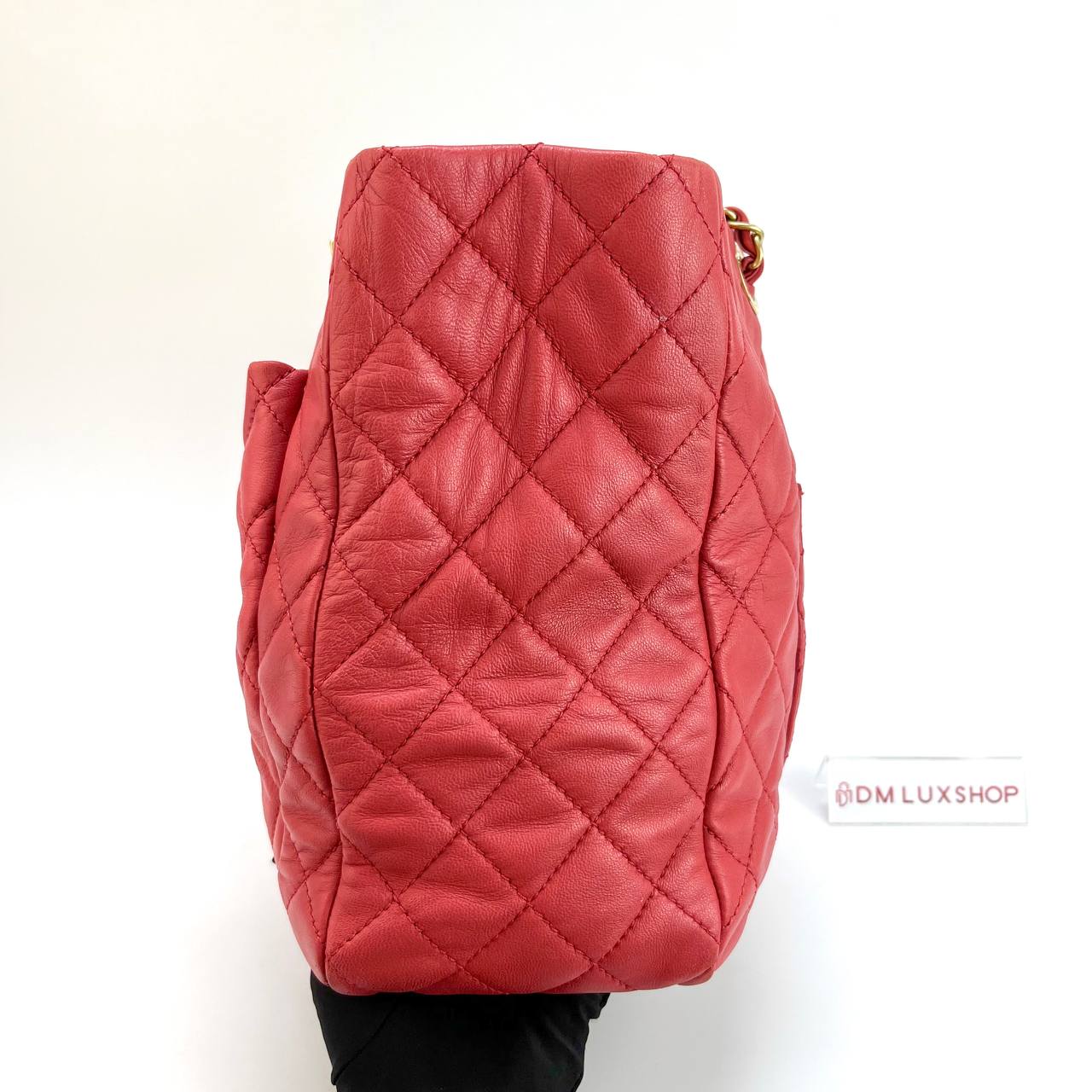 Chanel Red Matelasse Lambskin Shopping Tote GHW (Serial 18)