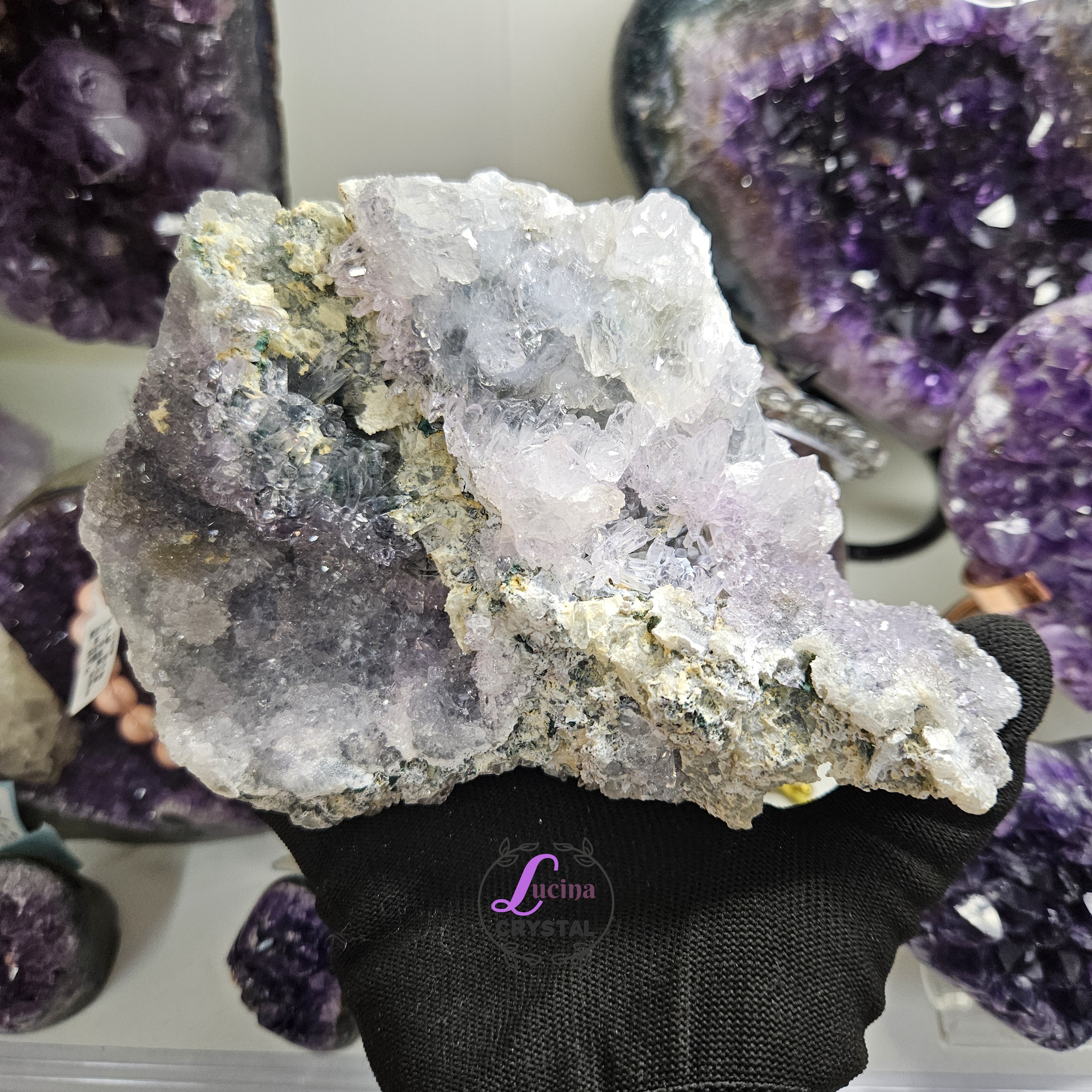 (Co#8545) 天然異象紫晶花片/Galaxy Amethyst Flower Slice