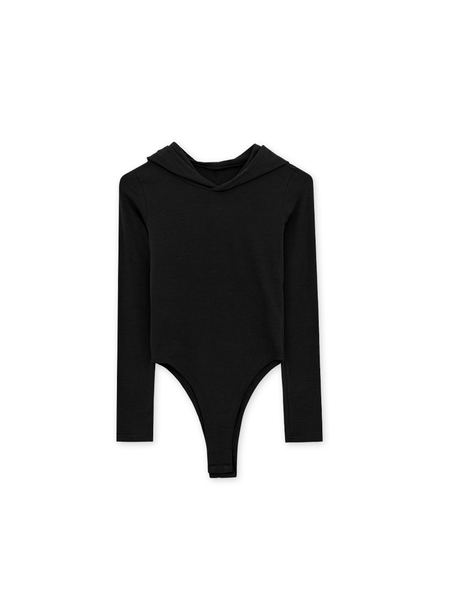 Solid Fitted Hooded Bodysuit