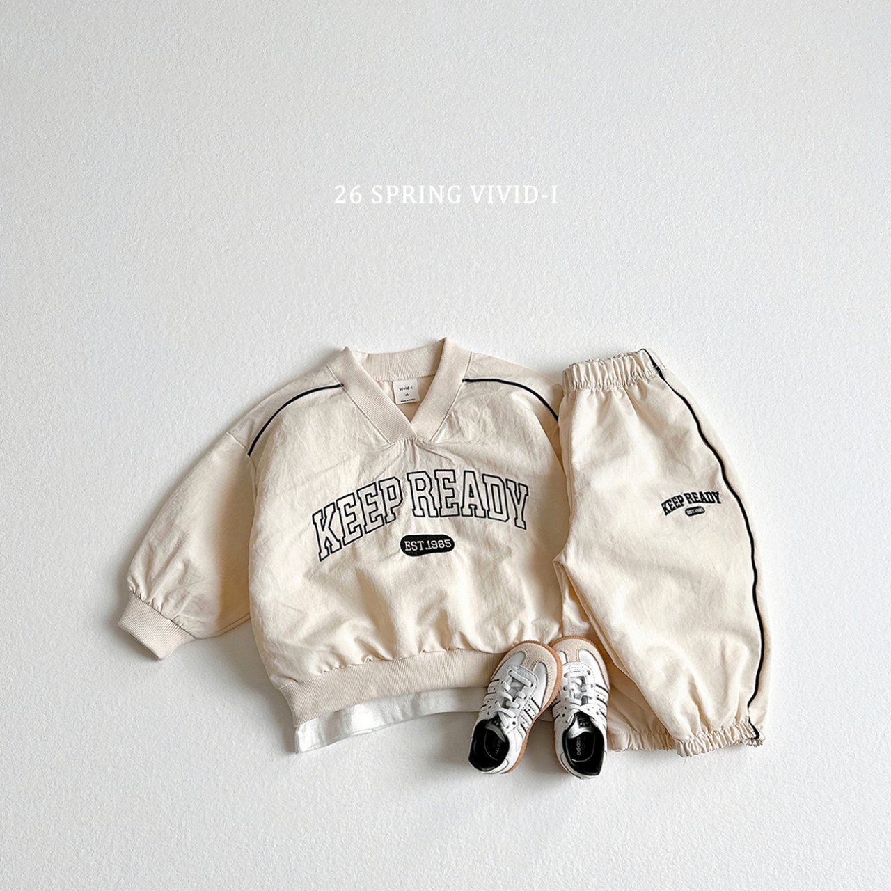 🌸預訂 韓國直送🌸🇰🇷VIVIDI四色棒球風字母刺繡寬鬆輕薄束腳褲