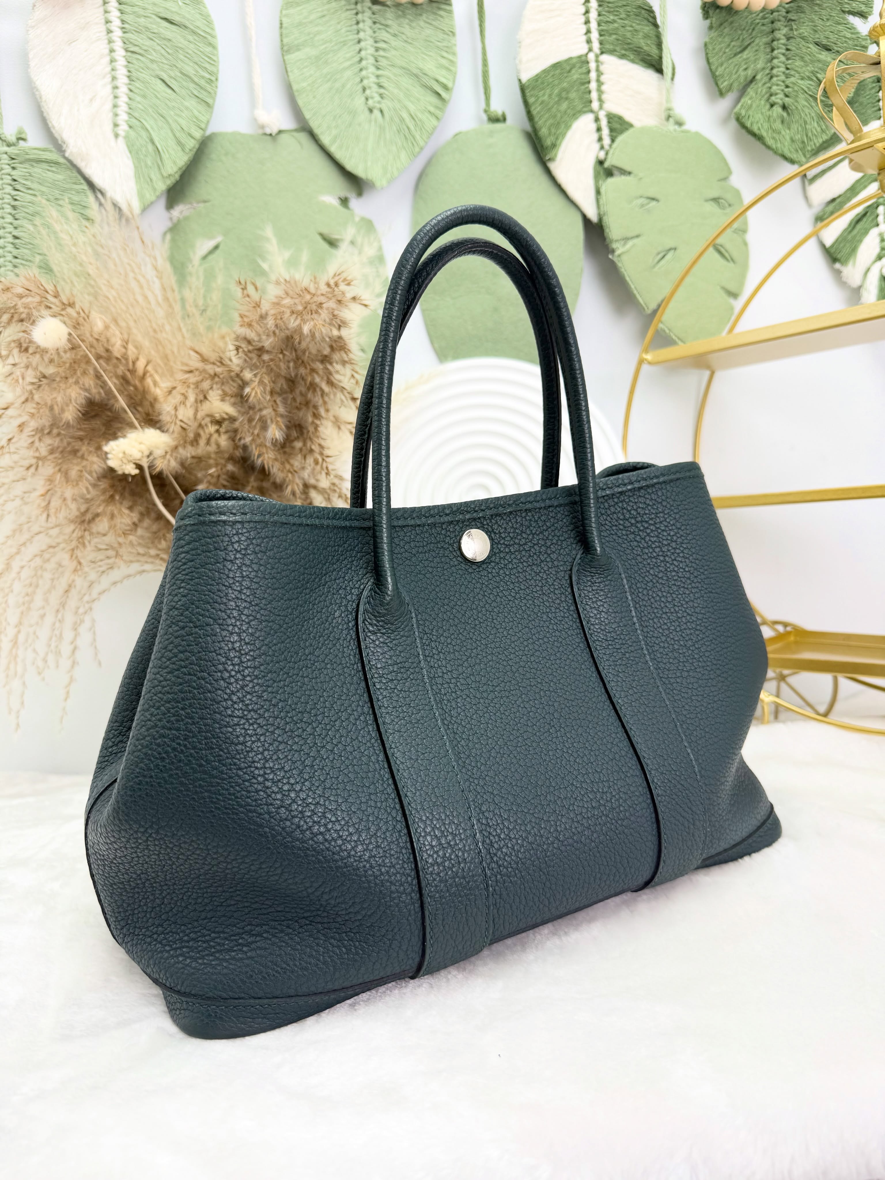 Hermes 👜 PRE OWNED 🛍️墨綠色 Garden Party 30  A stamp💚有塵袋有盒🖤