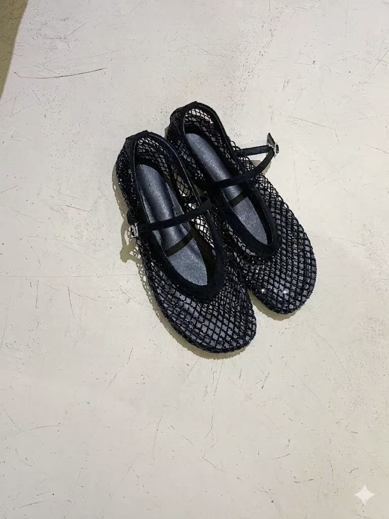 東大門女裝| 碎鑽Mary Jane(Grey / Black 230=36)