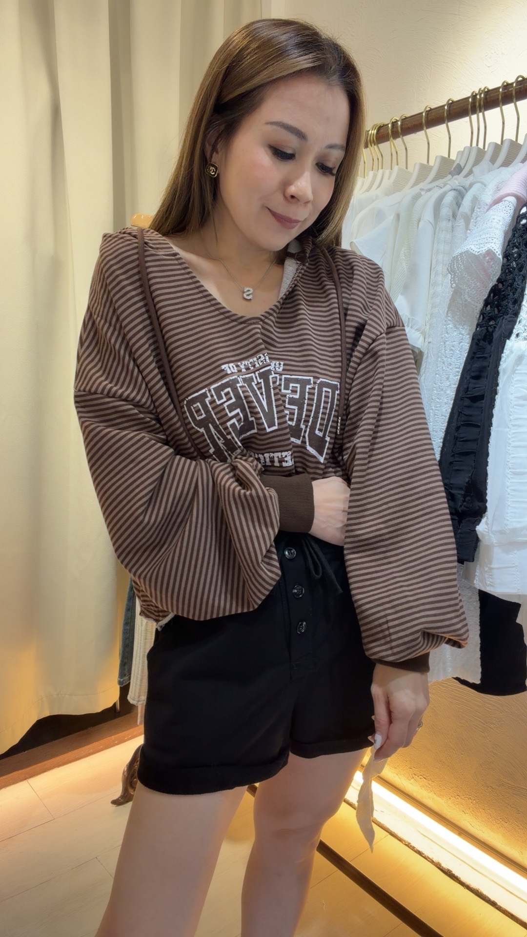 New條紋連帽休閒上衣