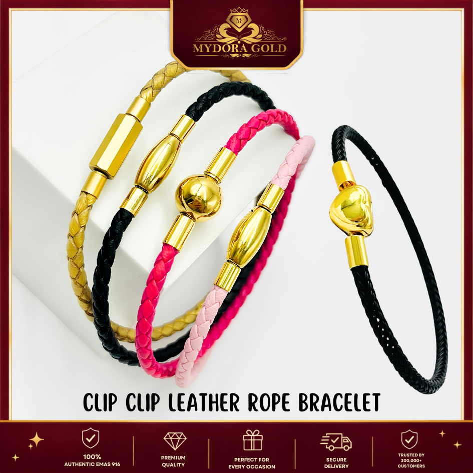 MYDORA Clip Clip Leather Rope Bracelet